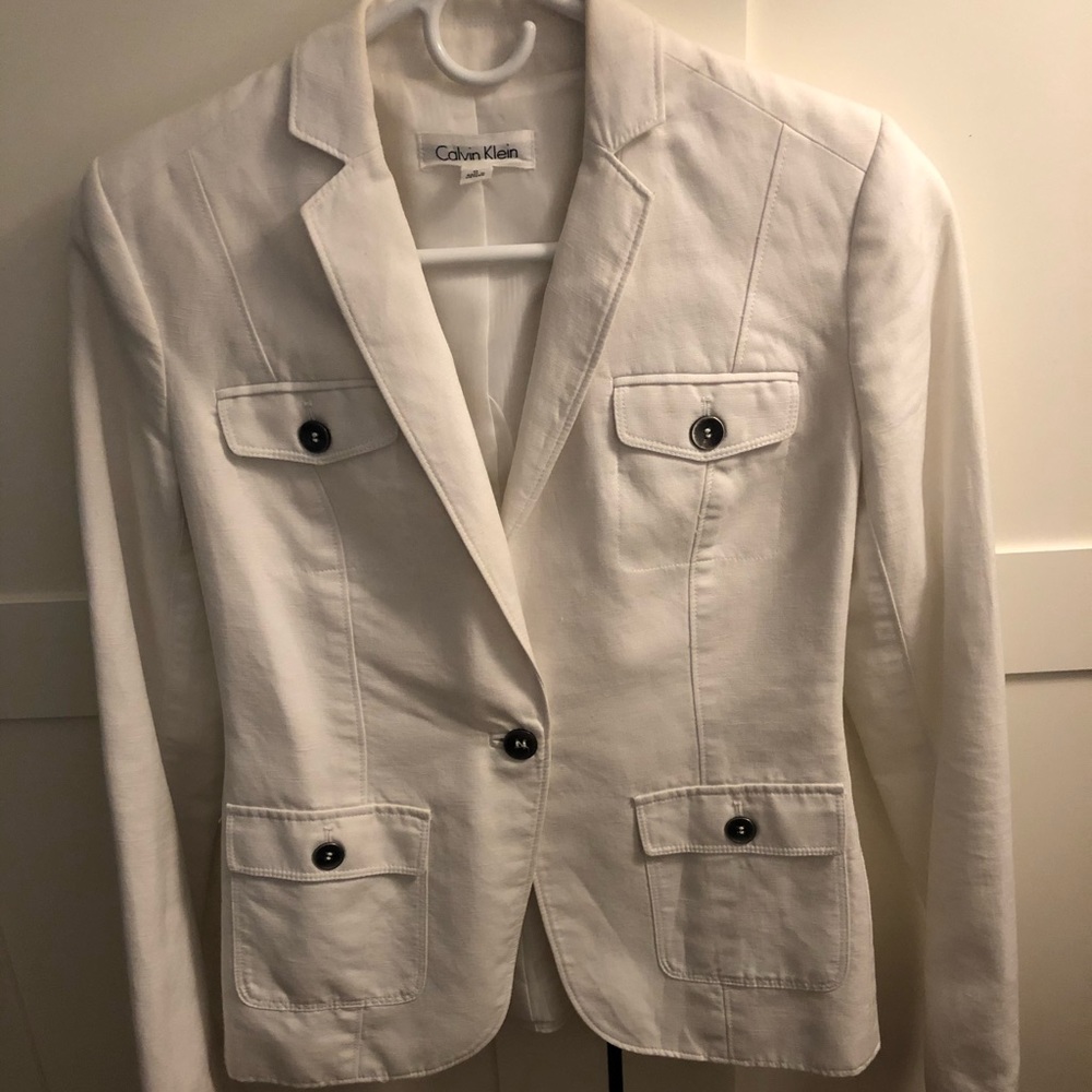Calvin Klein White linen blazer